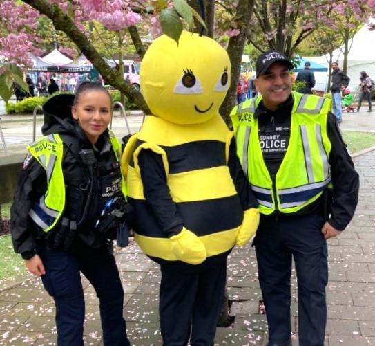 Officers and mascot and Party for the Planet