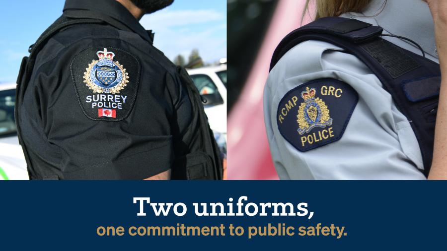 Officers wearing an SPS uniform and an RCMP uniform